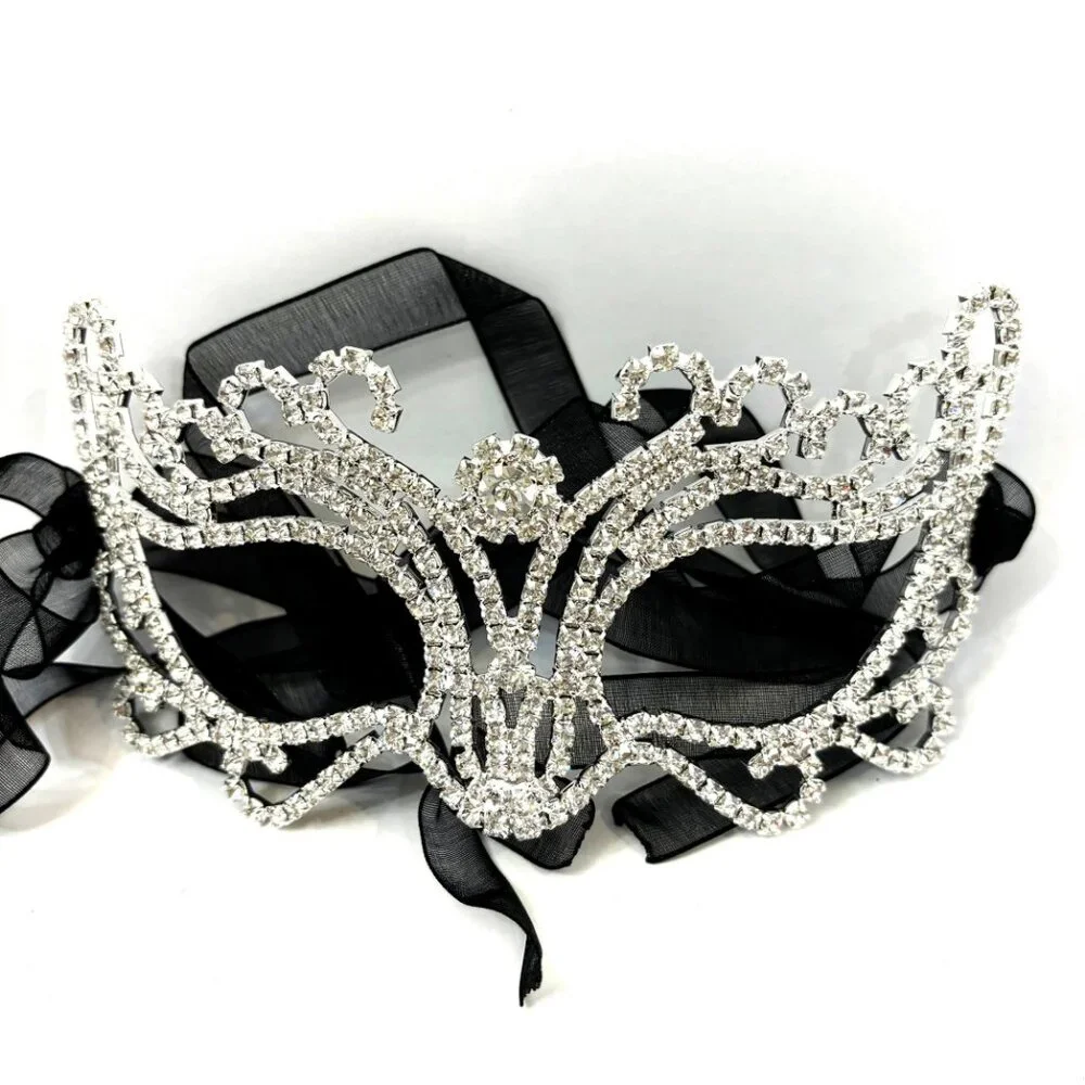 Rhinestone Jeweled Metal Harlequin Facemask NWT NOS